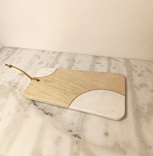 Mixed marble board with brass inlay