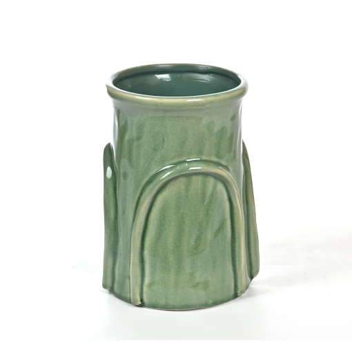 Ridged Pattern Green Planter