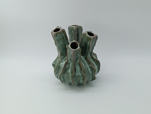 Quad Celedon Vase