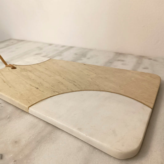 Mixed marble board with brass inlay