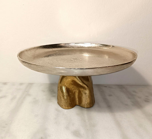 Silver metal cake stand
